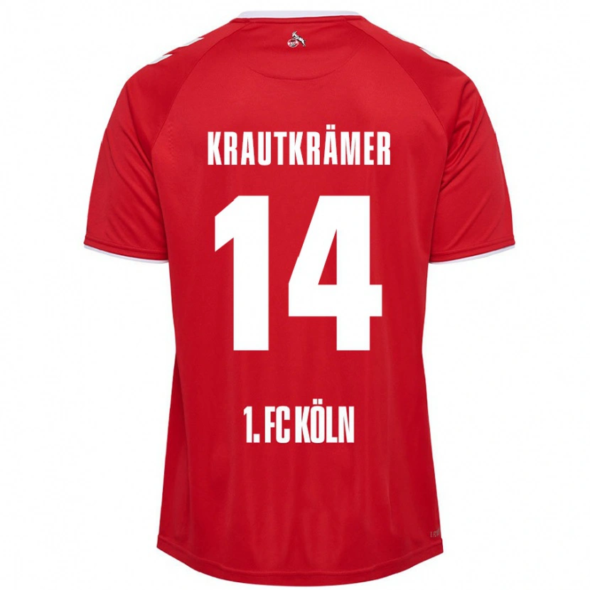 Danxen Homme Maillot Jakob Krautkrämer #14 Rouge Blanc Tenues Extérieur 2024/25 T-Shirt