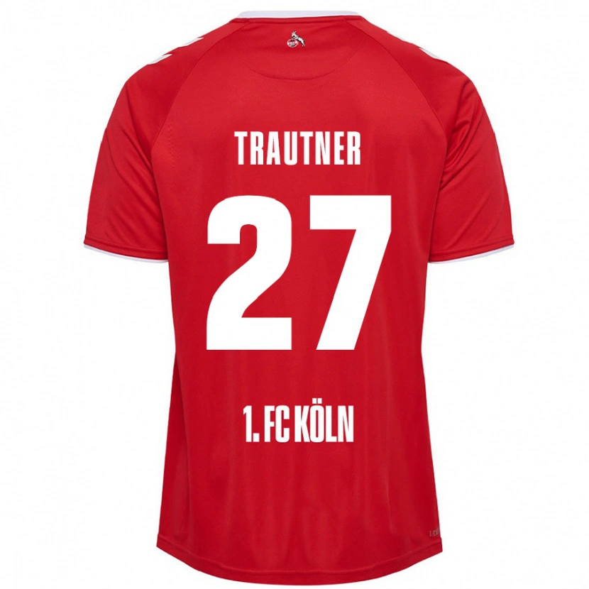 Danxen Homme Maillot Tobias Trautner #27 Rouge Blanc Tenues Extérieur 2024/25 T-Shirt