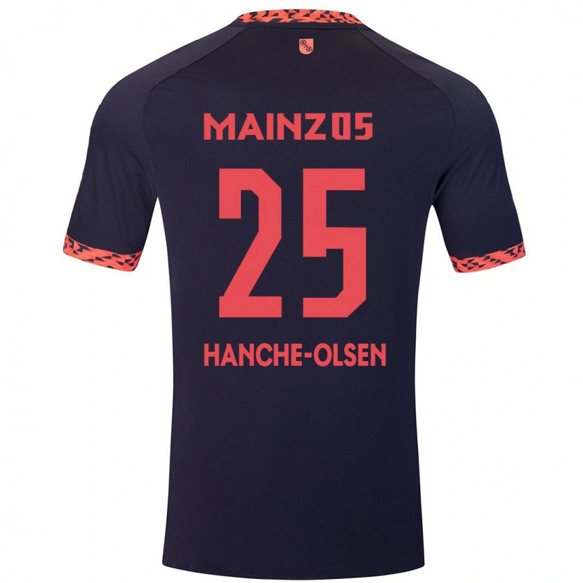 Danxen Homme Maillot Andreas Hanche-Olsen #25 Bleu Corail Rouge Tenues Extérieur 2024/25 T-Shirt