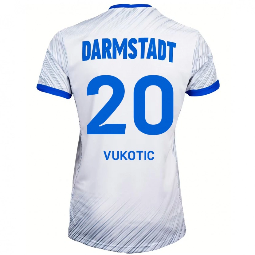 Danxen Homme Maillot Aleksandar Vukotic #20 Blanc Bleu Tenues Extérieur 2024/25 T-Shirt