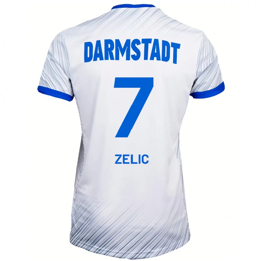 Danxen Homme Maillot Mateo Zelic #7 Blanc Bleu Tenues Extérieur 2024/25 T-Shirt