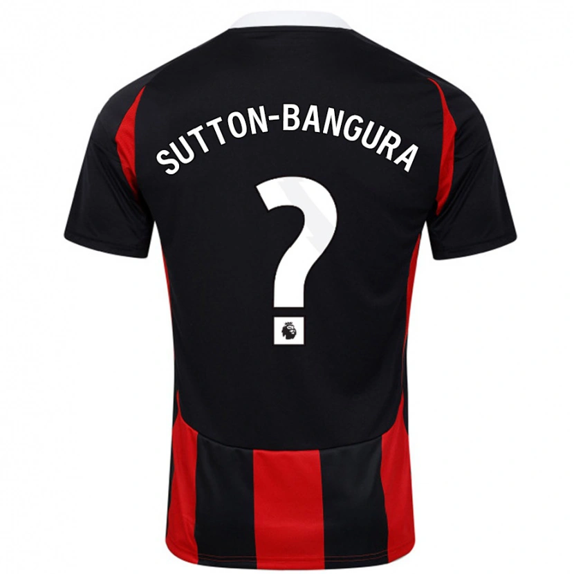 Danxen Homme Maillot William Sutton-Bangura #0 Noir Rouge Tenues Extérieur 2024/25 T-Shirt