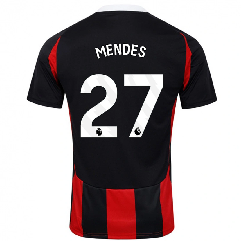 Danxen Homme Maillot Megalie Mendes #27 Noir Rouge Tenues Extérieur 2024/25 T-Shirt