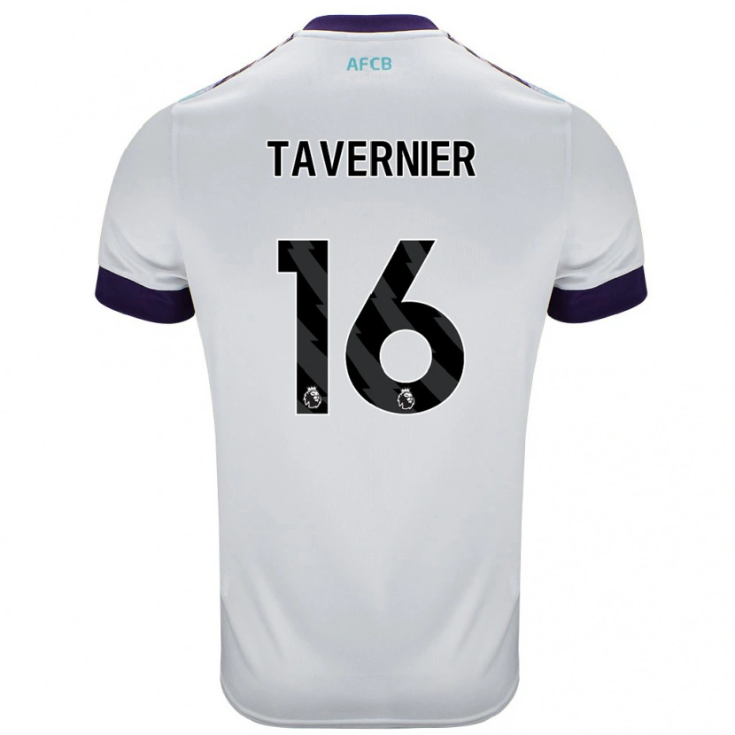 Danxen Homme Maillot Marcus Tavernier #16 Blanc Vert Violet Tenues Extérieur 2024/25 T-Shirt