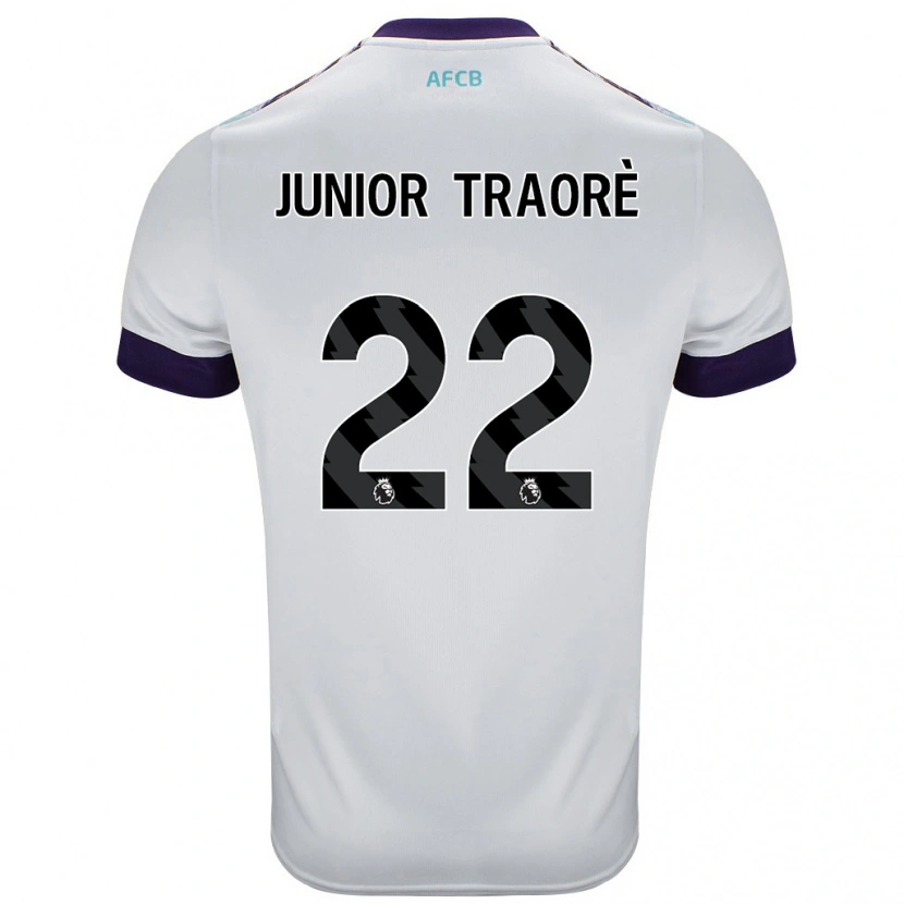 Danxen Homme Maillot Hamed Junior Traorè #22 Blanc Vert Violet Tenues Extérieur 2024/25 T-Shirt