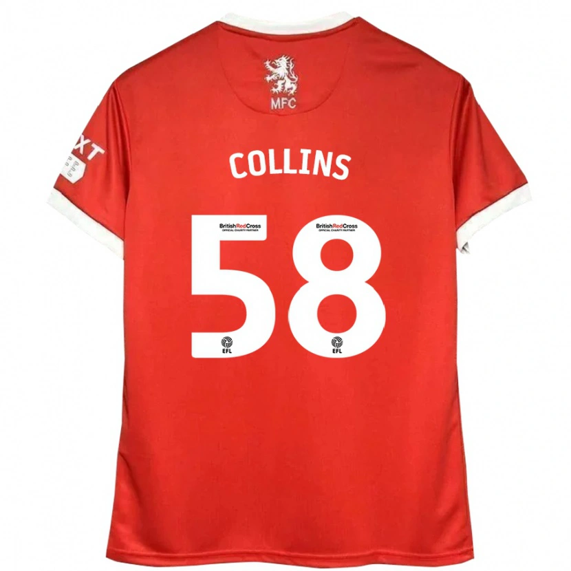 Danxen Femme Maillot Sam Collins #58 Rouge Blanc Tenues Domicile 2024/25 T-Shirt