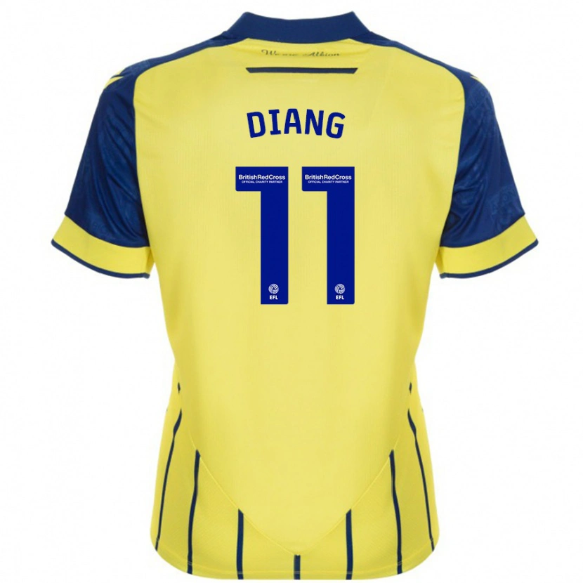 Danxen Femme Maillot Grady Diangana #11 Jaune Bleu Tenues Extérieur 2024/25 T-Shirt