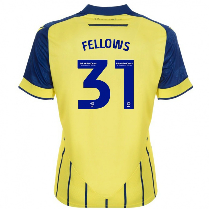 Danxen Femme Maillot Tom Fellows #31 Jaune Bleu Tenues Extérieur 2024/25 T-Shirt