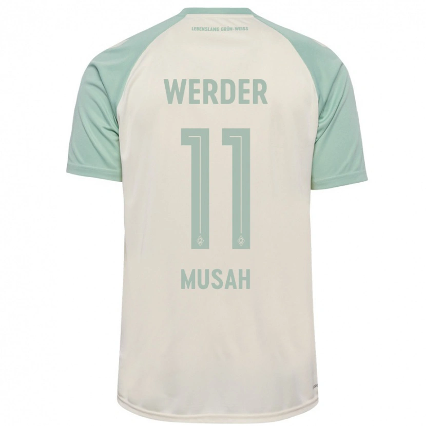 Danxen Femme Maillot Salim Musah #11 Blanc Cassé Vert Clair Tenues Extérieur 2024/25 T-Shirt