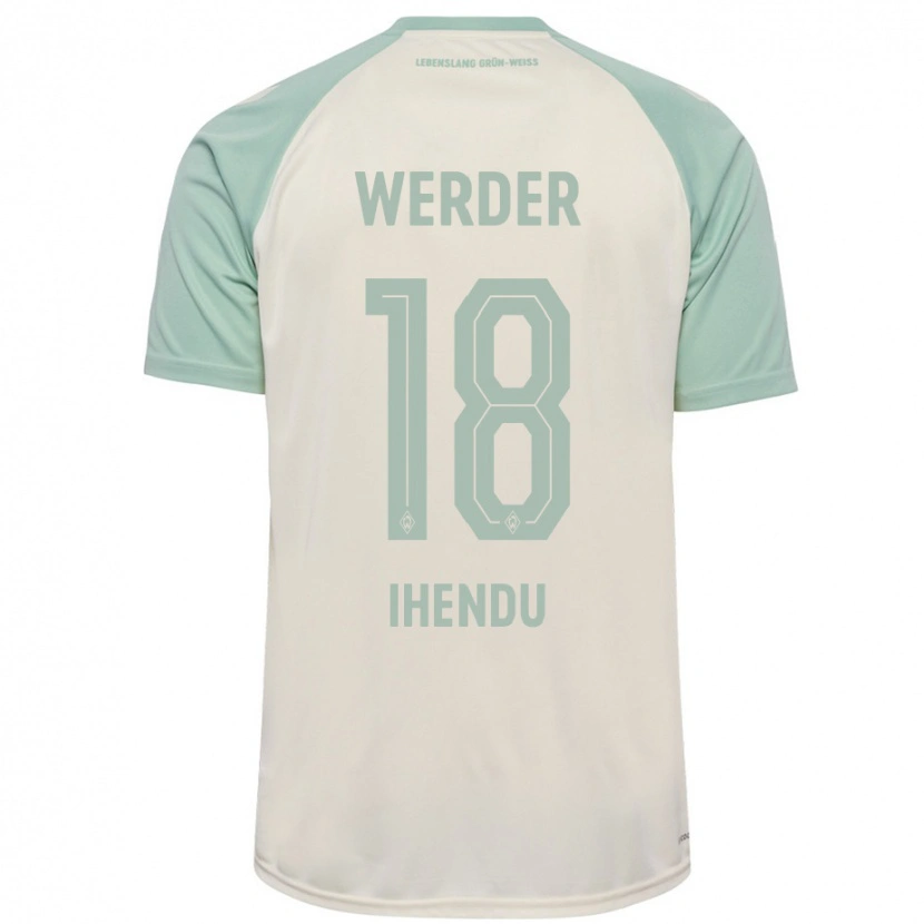 Danxen Femme Maillot Daniel Ihendu #18 Blanc Cassé Vert Clair Tenues Extérieur 2024/25 T-Shirt