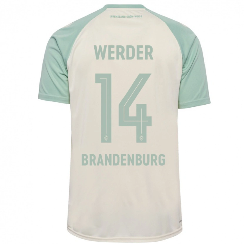 Danxen Femme Maillot Michaela Brandenburg #14 Blanc Cassé Vert Clair Tenues Extérieur 2024/25 T-Shirt