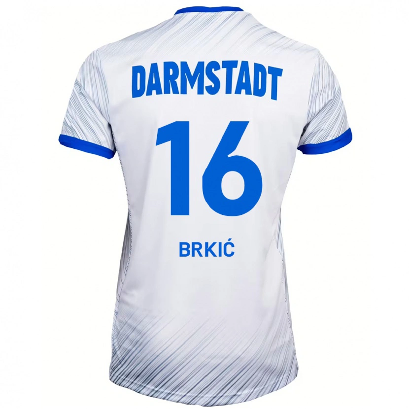 Danxen Femme Maillot Amar Brkić #16 Blanc Bleu Tenues Extérieur 2024/25 T-Shirt