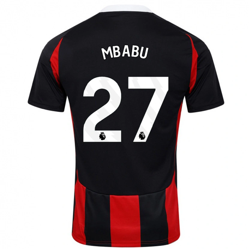 Danxen Femme Maillot Kevin Mbabu #27 Noir Rouge Tenues Extérieur 2024/25 T-Shirt