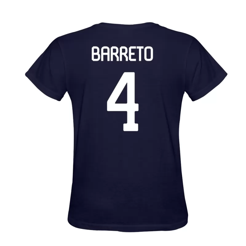 Homme Mickael Barreto #4 Bleu Foncé Maillot Conception De T-shirt Chemise