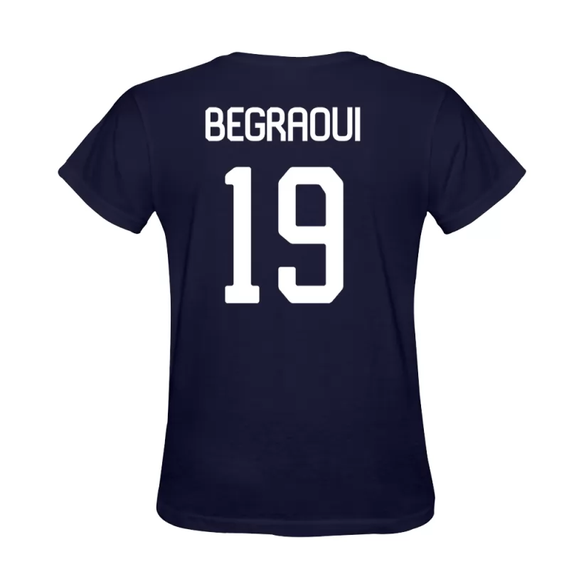 Homme Yanis Begraoui #19 Bleu Foncé Maillot Conception De T-shirt Chemise