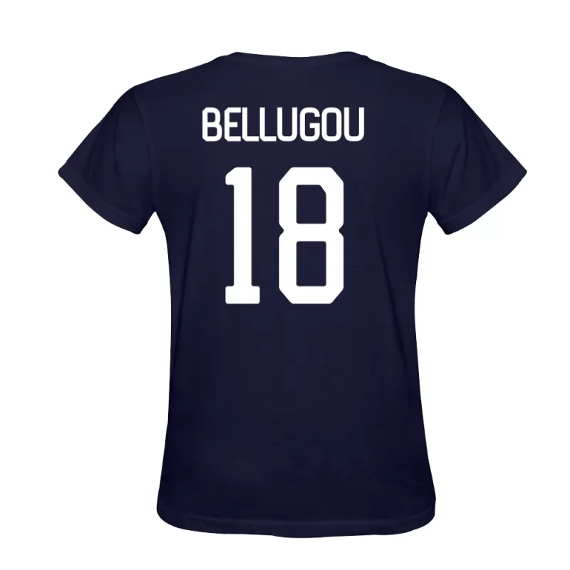 Homme Francois Bellugou #18 Bleu Foncé Maillot Conception De T-shirt Chemise