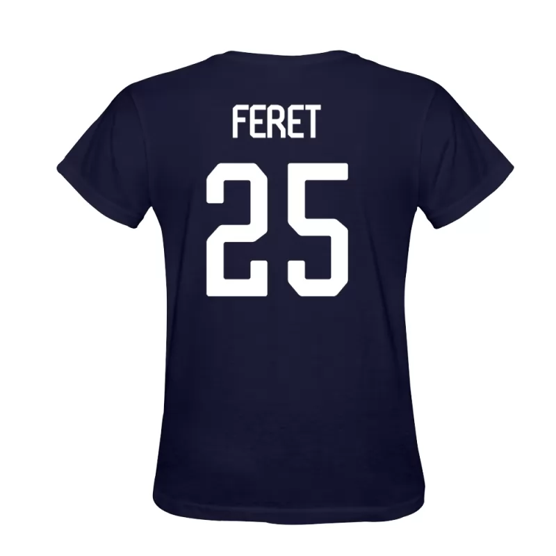 Homme Julien Feret #25 Bleu Foncé Maillot Conception De T-shirt Chemise