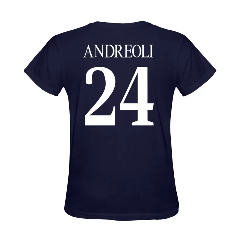 Homme Nicola Andreoli #24 Bleu Foncé Maillot Conception De T-shirt Chemise