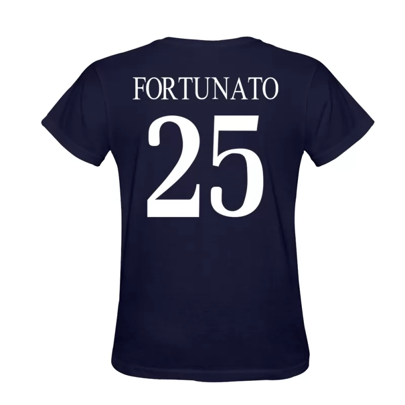 Homme Jacopo Fortunato #25 Bleu Foncé Maillot Conception De T-shirt Chemise