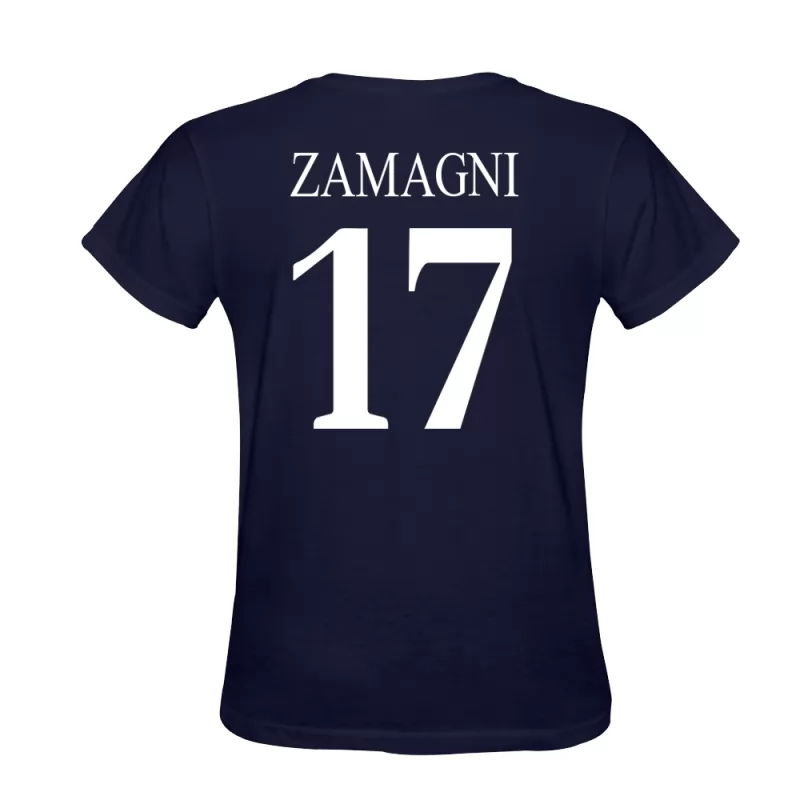 Homme Andrea Zamagni #17 Bleu Foncé Maillot Conception De T-shirt Chemise