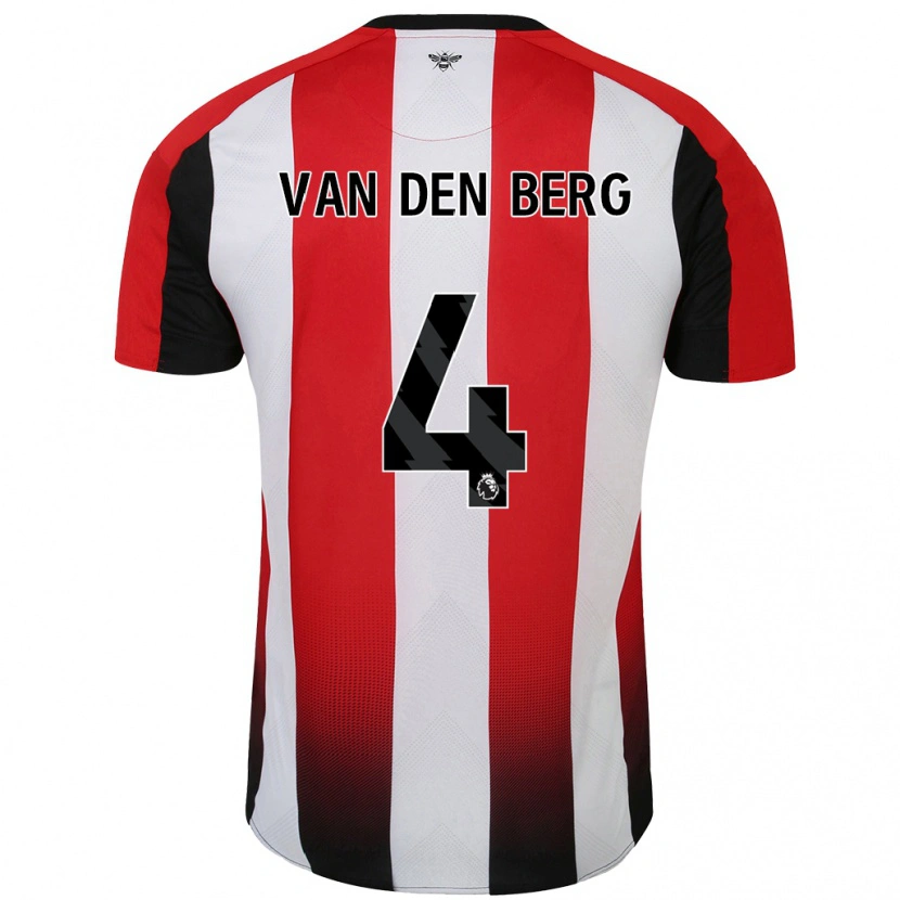 Danxen Enfant Maillot Sepp Van Den Berg #4 Rouge Blanc Tenues Domicile 2024/25 T-Shirt