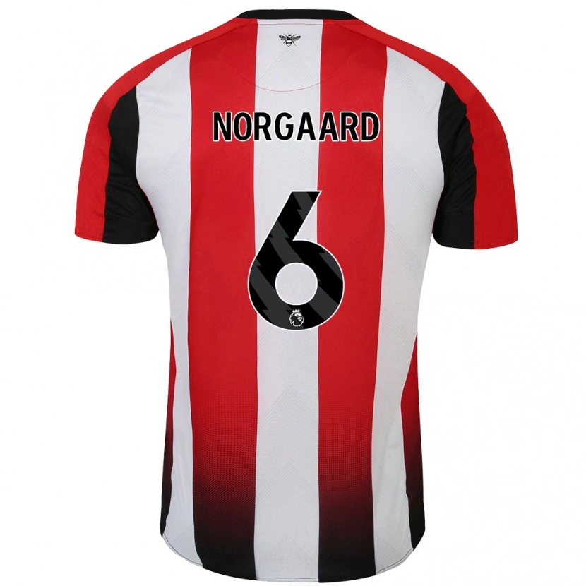 Danxen Enfant Maillot Christian Nørgaard #6 Rouge Blanc Tenues Domicile 2024/25 T-Shirt