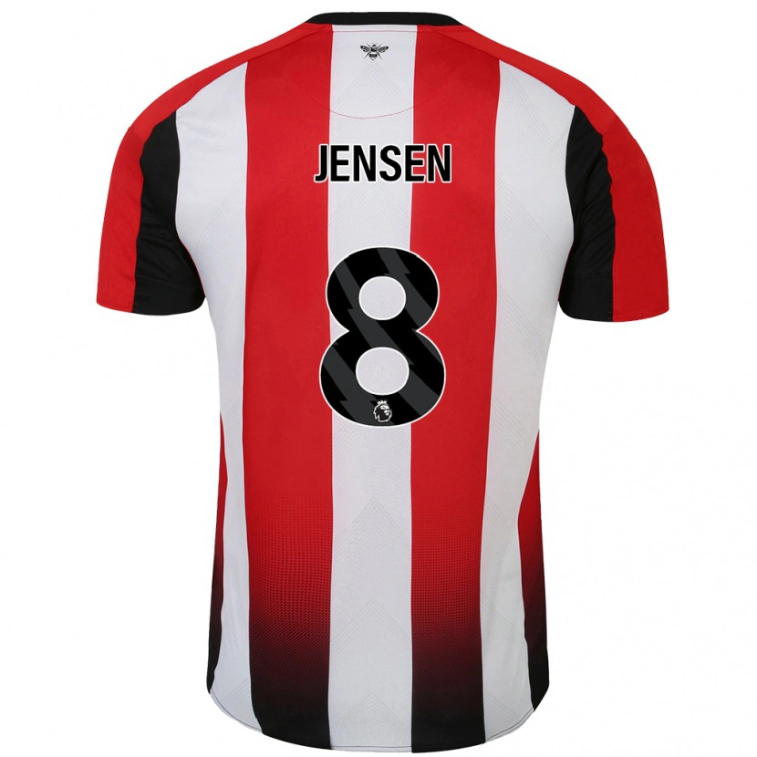 Danxen Enfant Maillot Mathias Jensen #8 Rouge Blanc Tenues Domicile 2024/25 T-Shirt