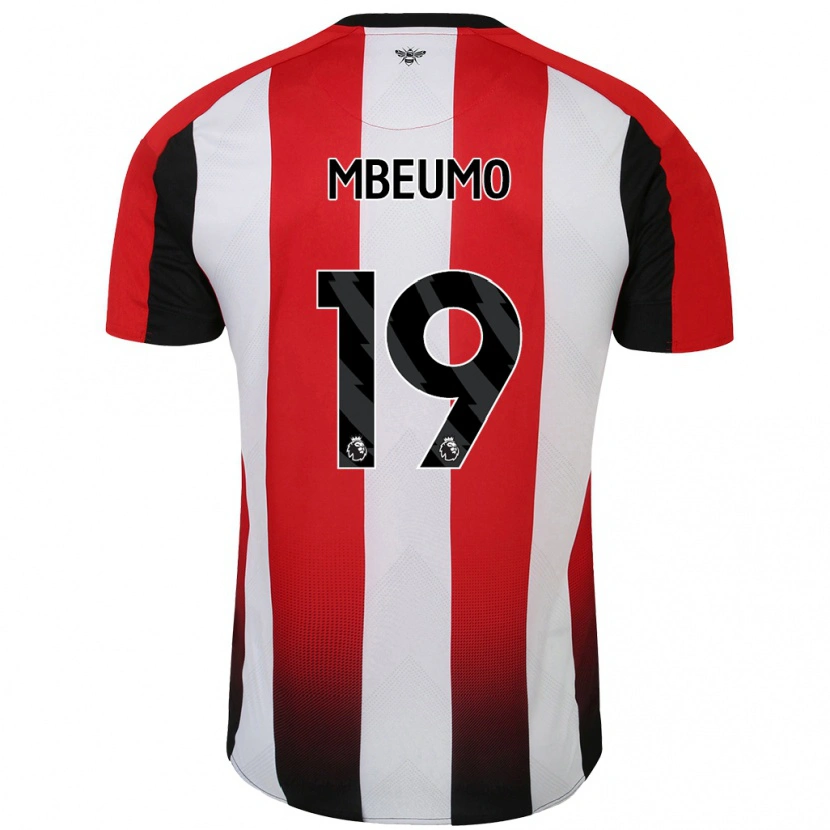 Danxen Enfant Maillot Bryan Mbeumo #19 Rouge Blanc Tenues Domicile 2024/25 T-Shirt