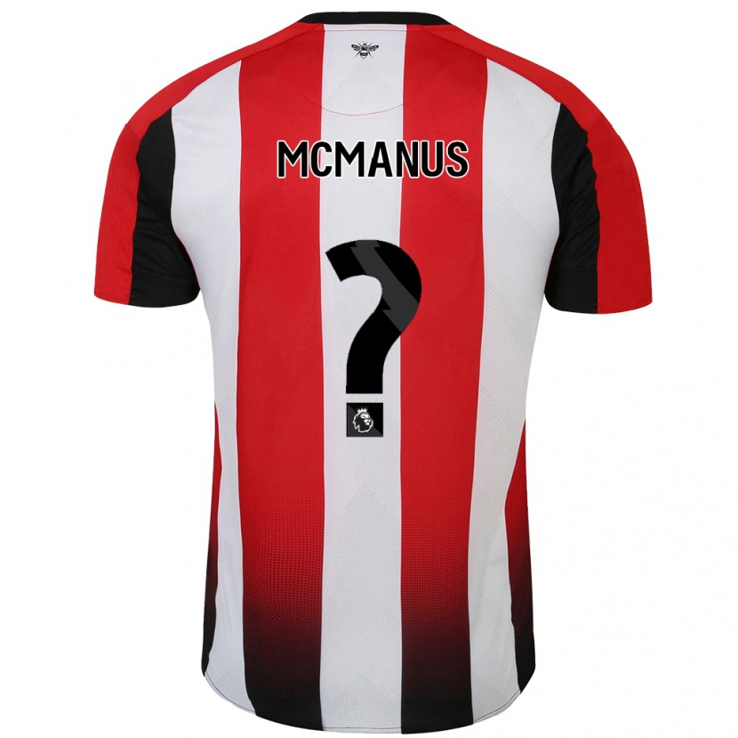 Danxen Enfant Maillot Conor Mcmanus #0 Rouge Blanc Tenues Domicile 2024/25 T-Shirt