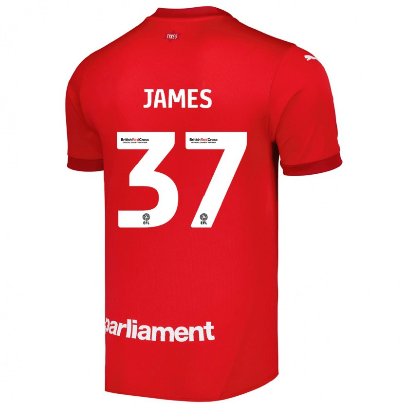 Danxen Enfant Maillot Nathan James #37 Rouge Tenues Domicile 2024/25 T-Shirt