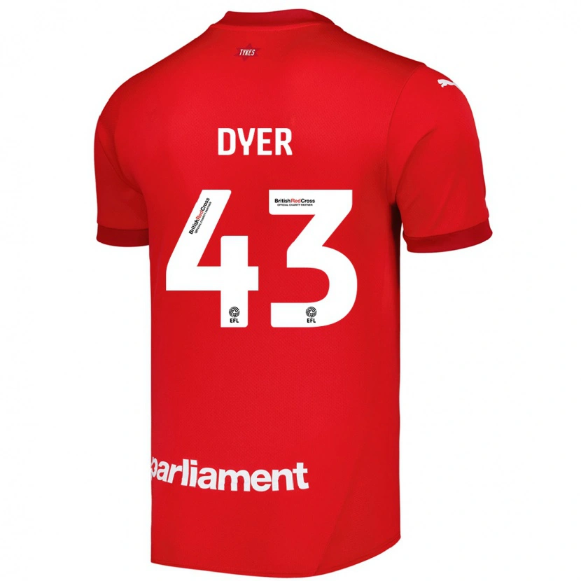 Danxen Enfant Maillot Josiah Dyer #43 Rouge Tenues Domicile 2024/25 T-Shirt