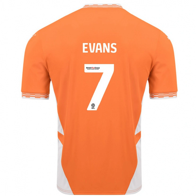 Danxen Enfant Maillot Lee Evans #7 Orange Blanc Tenues Domicile 2024/25 T-Shirt