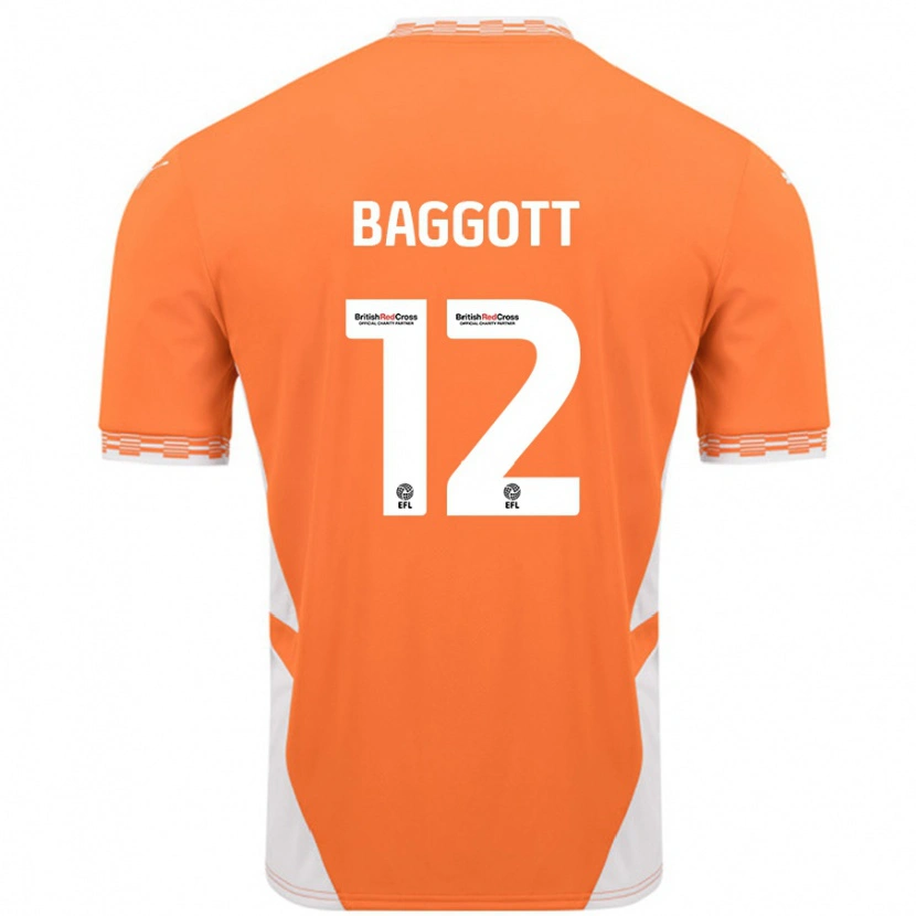 Danxen Enfant Maillot Elkan Baggott #12 Orange Blanc Tenues Domicile 2024/25 T-Shirt