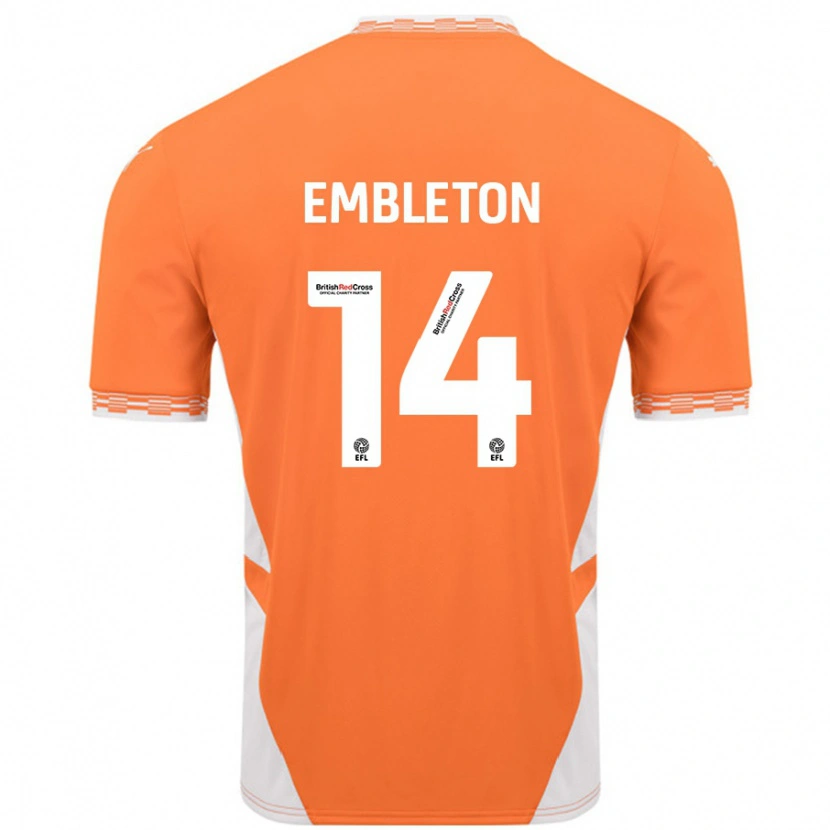 Danxen Enfant Maillot Elliot Embleton #14 Orange Blanc Tenues Domicile 2024/25 T-Shirt