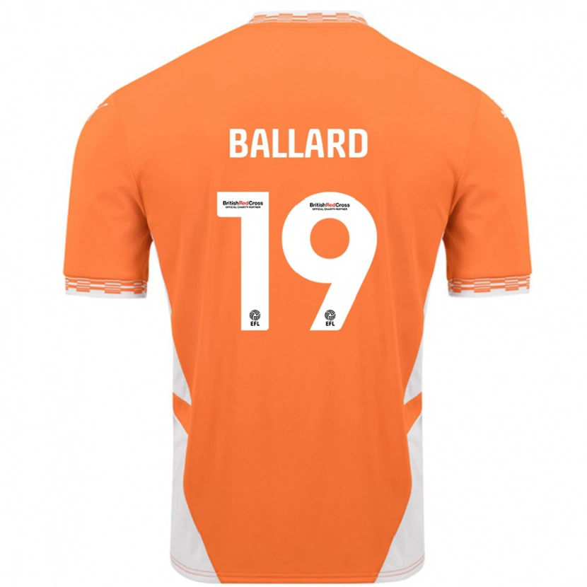 Danxen Enfant Maillot Dom Ballard #19 Orange Blanc Tenues Domicile 2024/25 T-Shirt