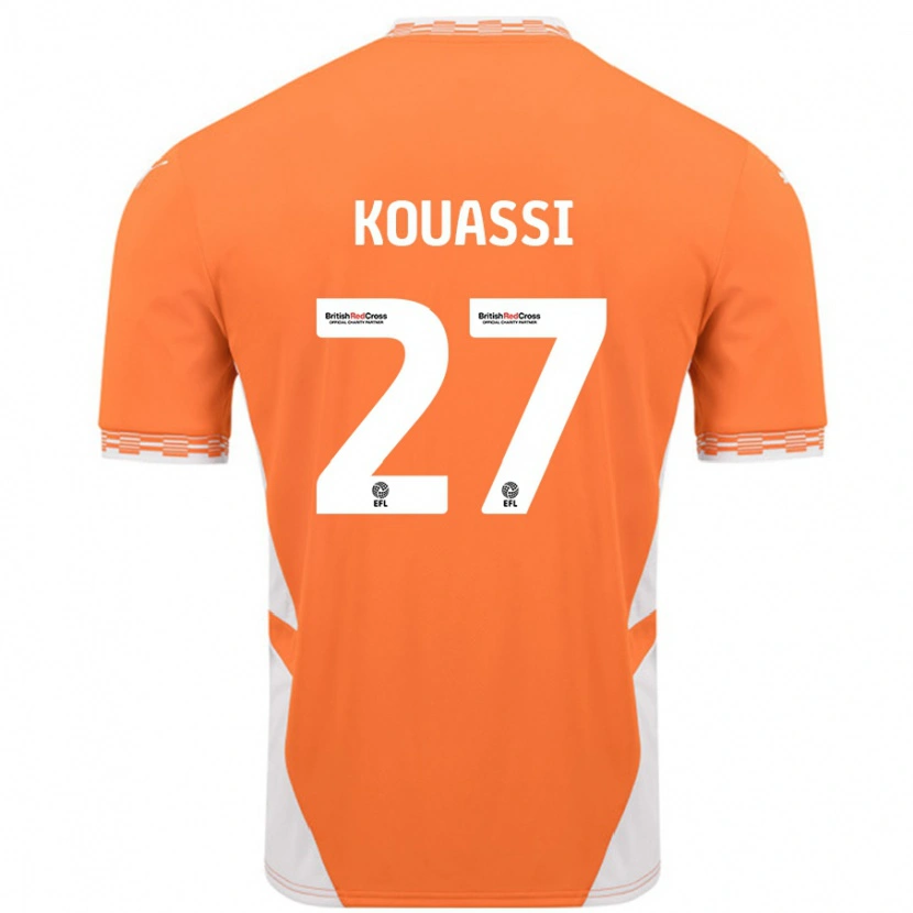 Danxen Enfant Maillot Kylian Kouassi #27 Orange Blanc Tenues Domicile 2024/25 T-Shirt