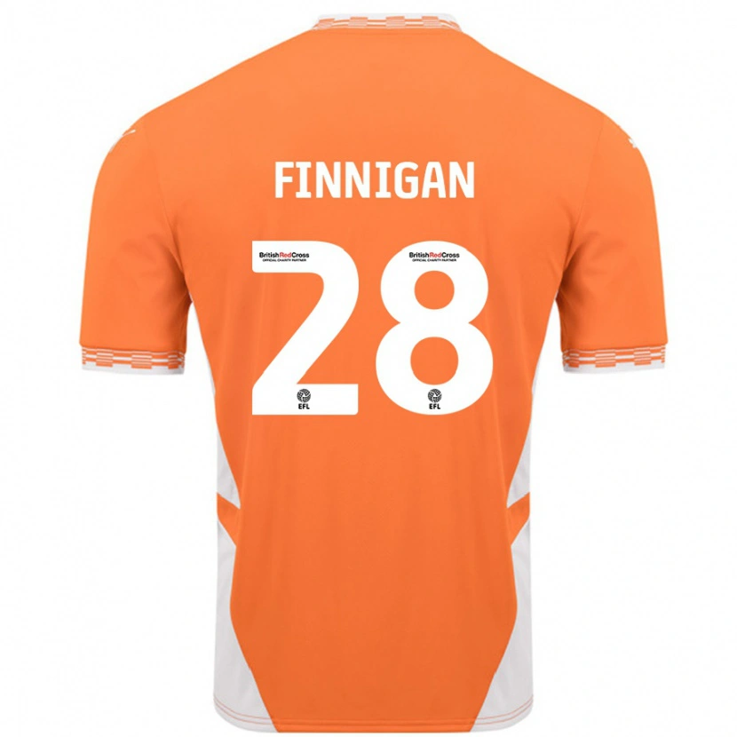 Danxen Enfant Maillot Ryan Finnigan #28 Orange Blanc Tenues Domicile 2024/25 T-Shirt