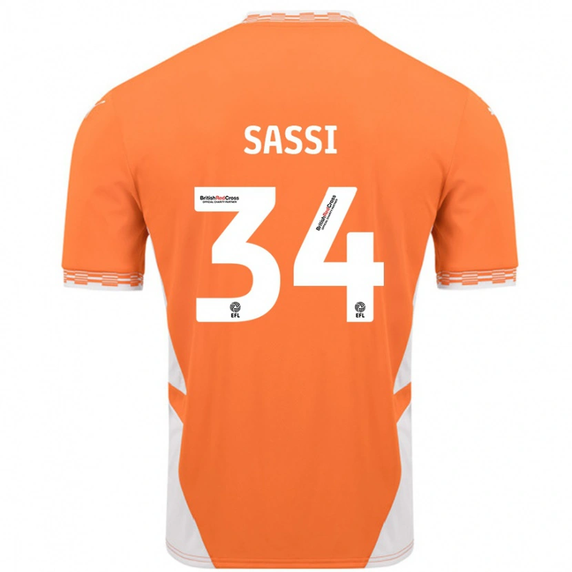 Danxen Enfant Maillot Dan Sassi #34 Orange Blanc Tenues Domicile 2024/25 T-Shirt