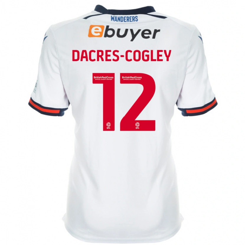 Danxen Enfant Maillot Josh Dacres-Cogley #12 Blanc Tenues Domicile 2024/25 T-Shirt