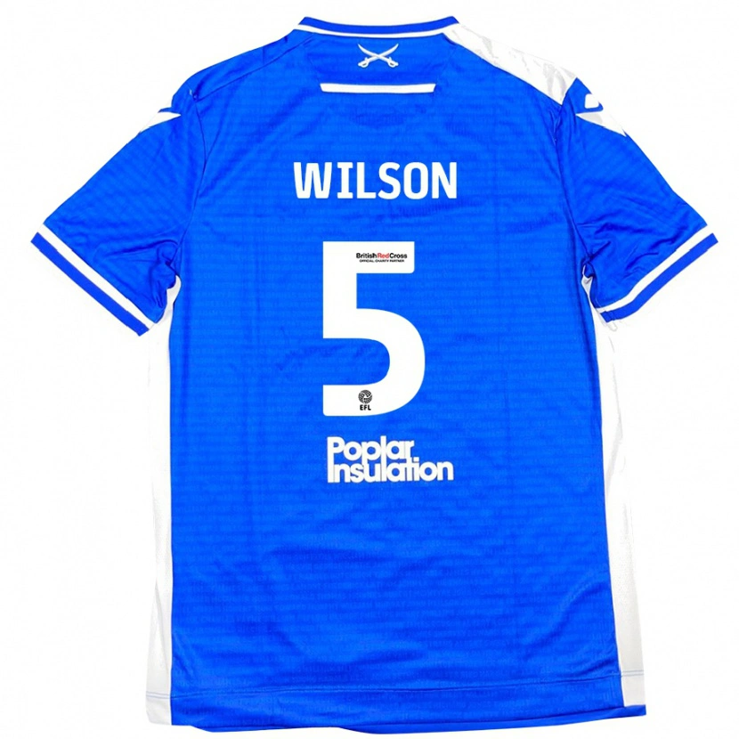 Danxen Enfant Maillot James Wilson #5 Bleu Blanc Tenues Domicile 2024/25 T-Shirt