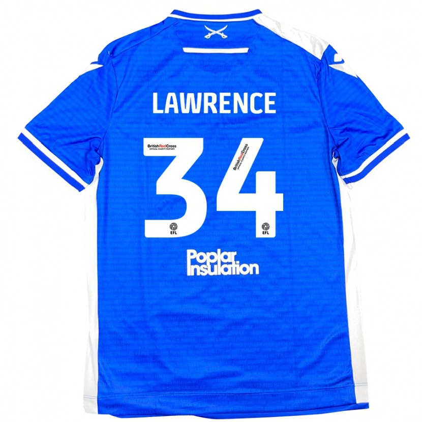 Danxen Enfant Maillot Jerry Lawrence #34 Bleu Blanc Tenues Domicile 2024/25 T-Shirt