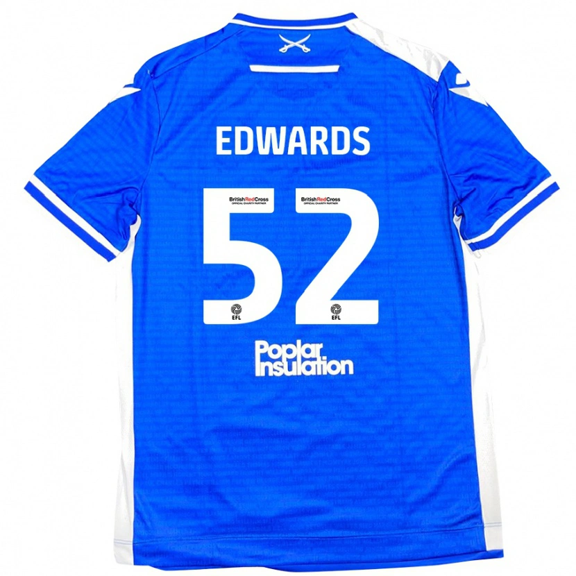 Danxen Enfant Maillot Max Edwards #52 Bleu Blanc Tenues Domicile 2024/25 T-Shirt