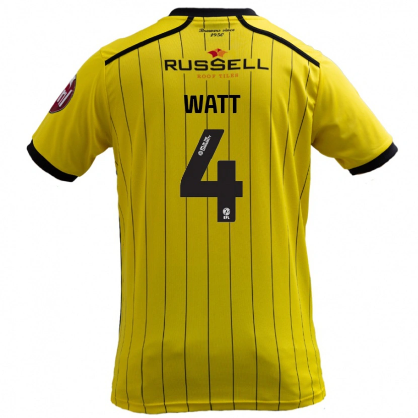 Danxen Enfant Maillot Elliot Watt #4 Jaune Tenues Domicile 2024/25 T-Shirt