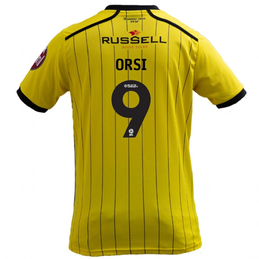 Danxen Enfant Maillot Danilo Orsi #9 Jaune Tenues Domicile 2024/25 T-Shirt