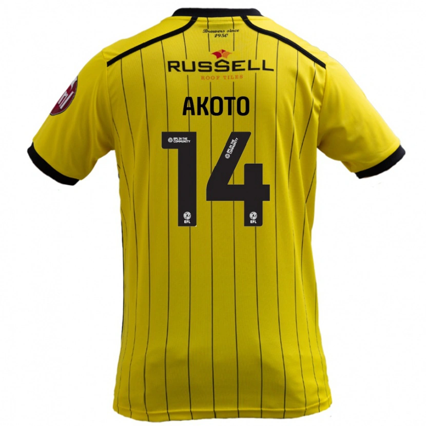 Danxen Enfant Maillot Nick Akoto #14 Jaune Tenues Domicile 2024/25 T-Shirt