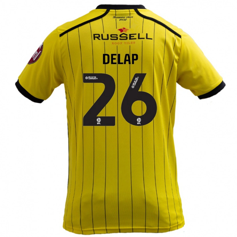 Danxen Enfant Maillot Finn Delap #26 Jaune Tenues Domicile 2024/25 T-Shirt