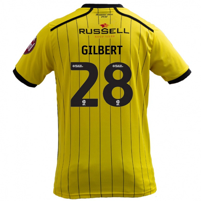 Danxen Enfant Maillot Cameron Gilbert #28 Jaune Tenues Domicile 2024/25 T-Shirt