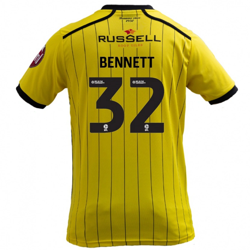 Danxen Enfant Maillot Mason Bennett #32 Jaune Tenues Domicile 2024/25 T-Shirt