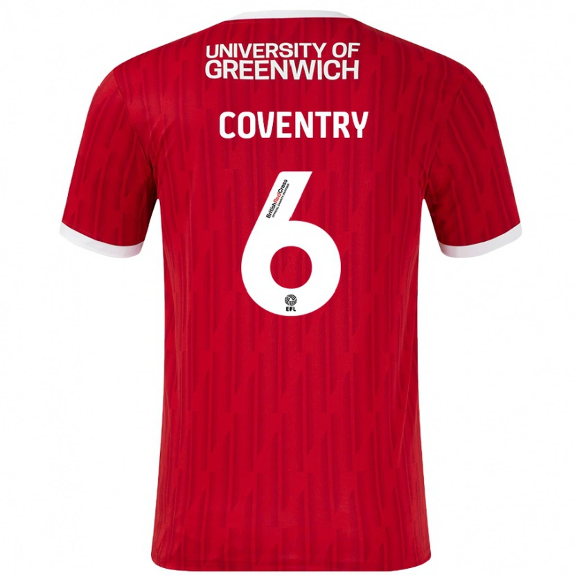 Danxen Enfant Maillot Conor Coventry #6 Rouge Blanc Tenues Domicile 2024/25 T-Shirt