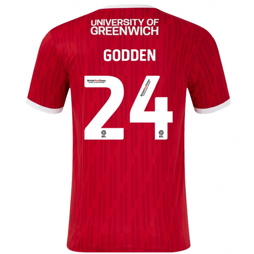 Danxen Enfant Maillot Matty Godden #24 Rouge Blanc Tenues Domicile 2024/25 T-Shirt